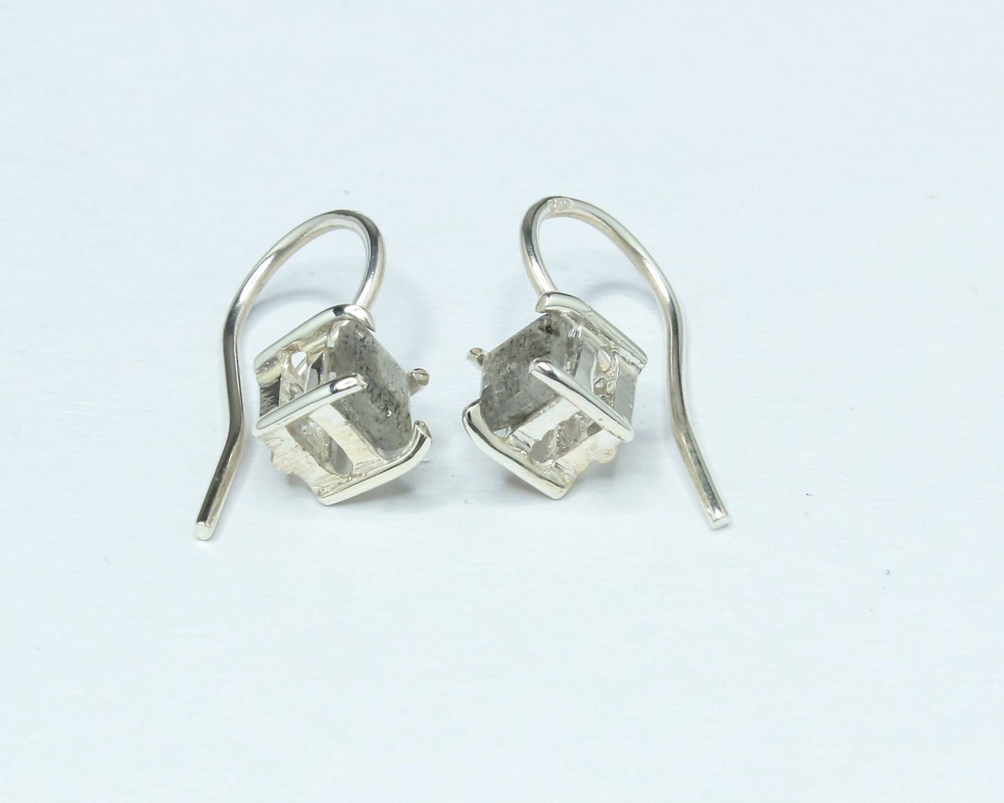 Square LABRADORITE Gems 925 Silver Simple Prong Set Latch-Back Earrings