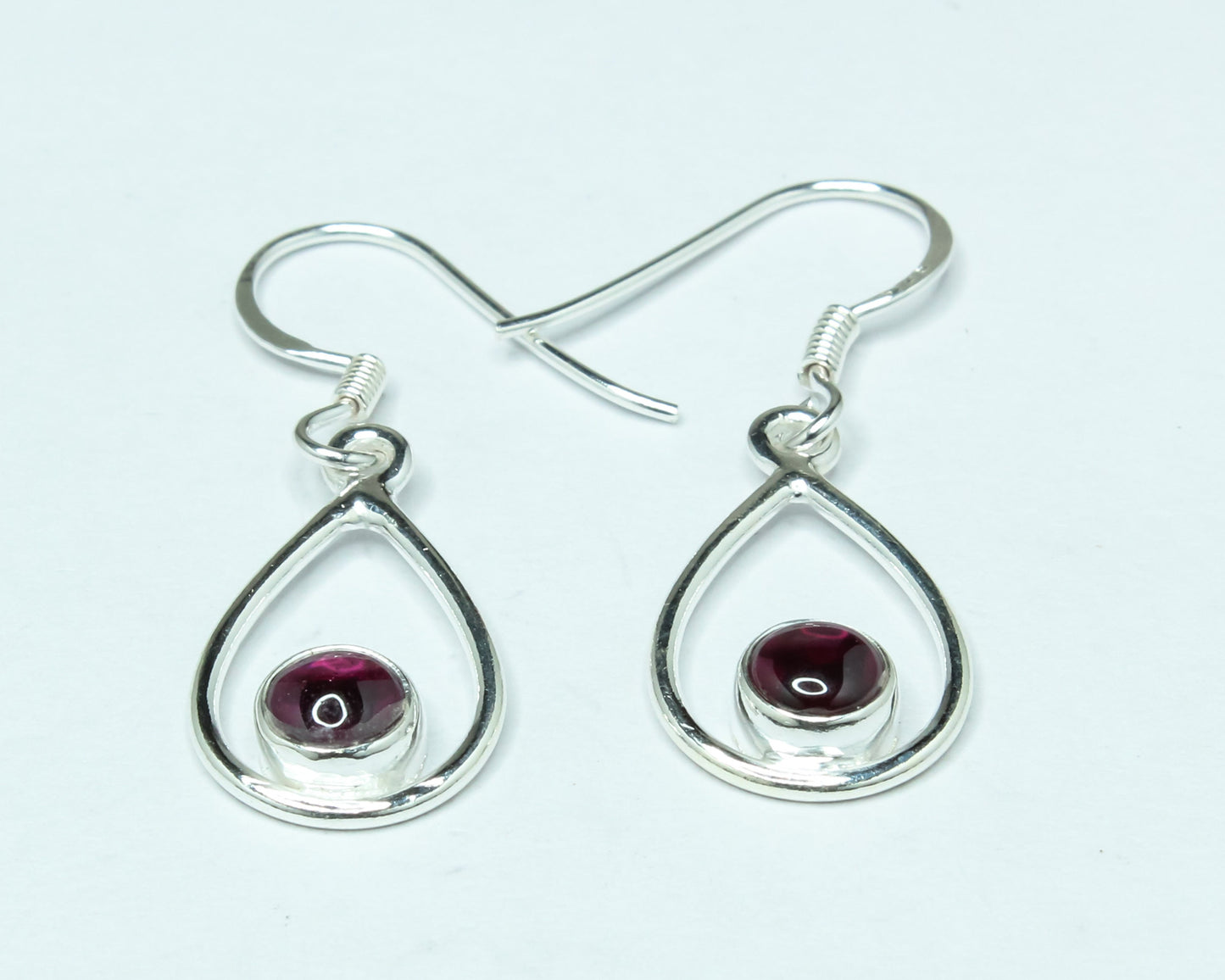 Pear/Teardrop Genuine Red GARNET GEMS 925 SILVER Simple Drop Earrings