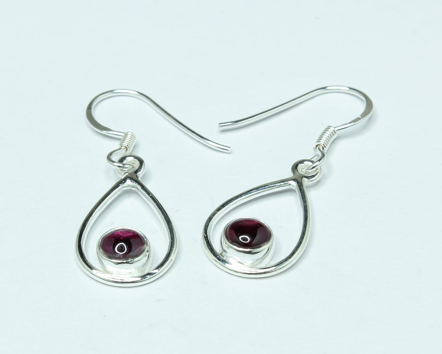 Pear/Teardrop Genuine Red GARNET GEMS 925 SILVER Simple Drop Earrings