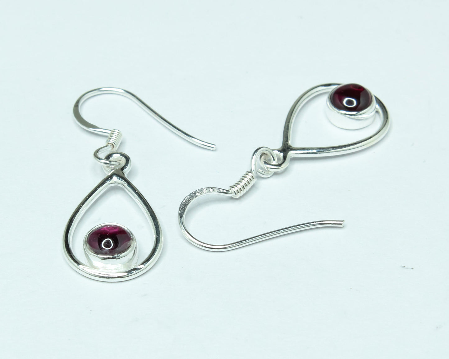 Pear/Teardrop Genuine Red GARNET GEMS 925 SILVER Simple Drop Earrings