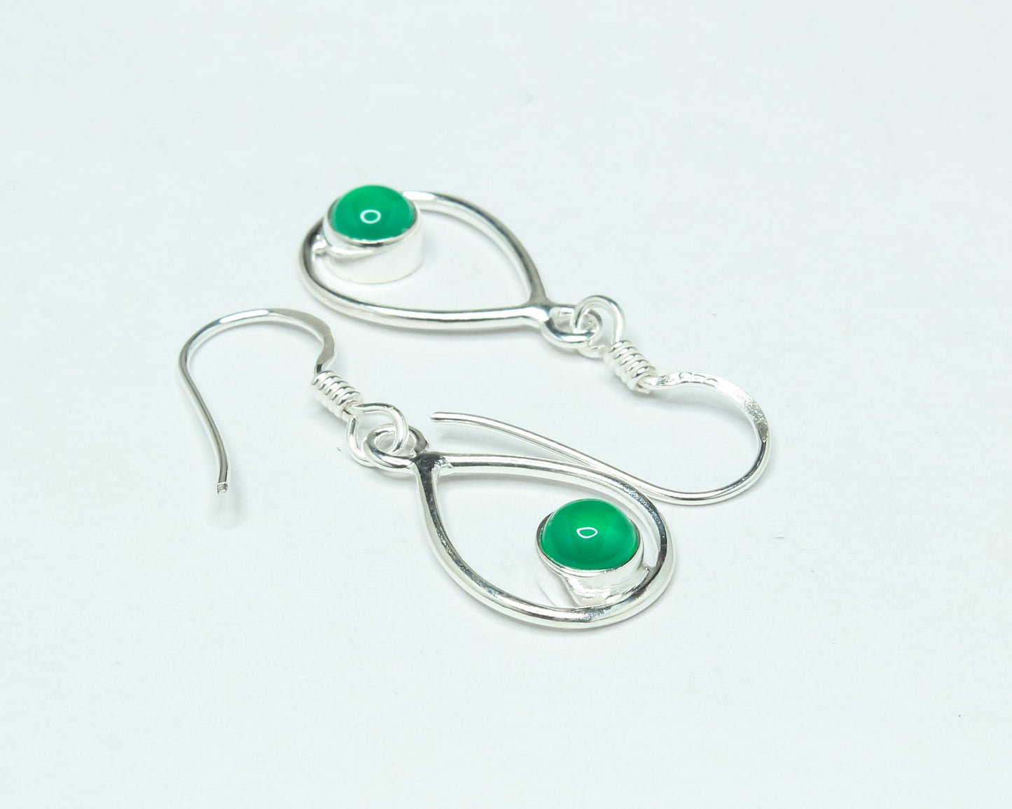 Pear/Teardrop Genuine GREEN ONYX Gems 925 SILVER Simple Drop Earrings