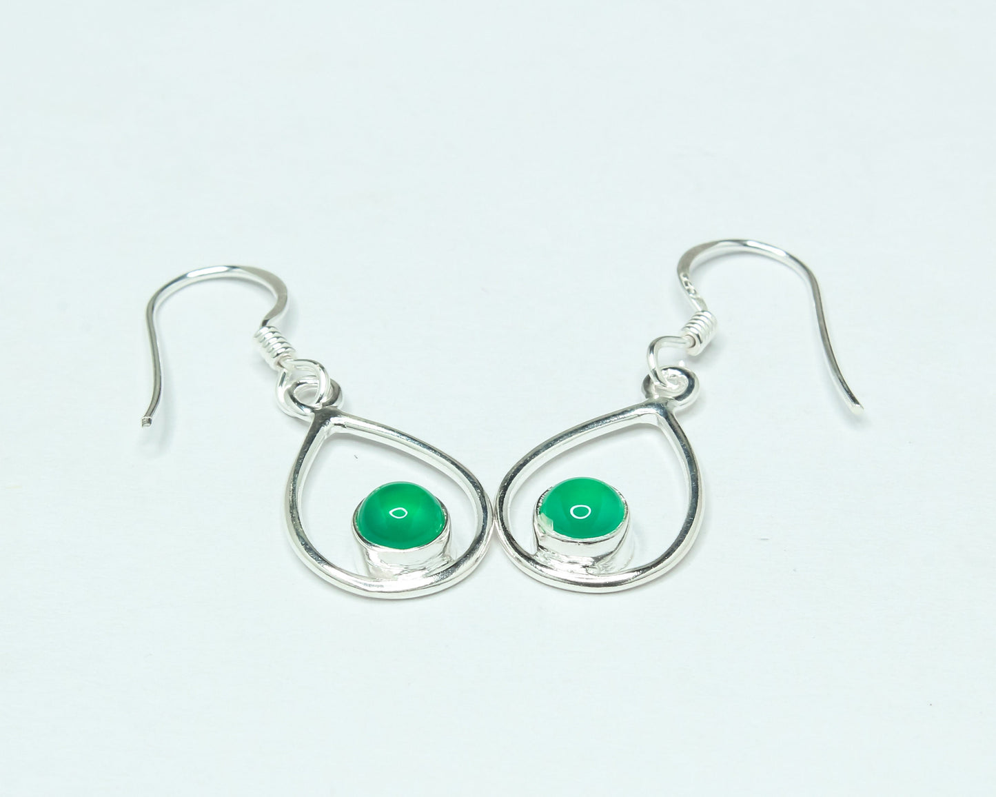 Pear/Teardrop Genuine GREEN ONYX Gems 925 SILVER Simple Drop Earrings