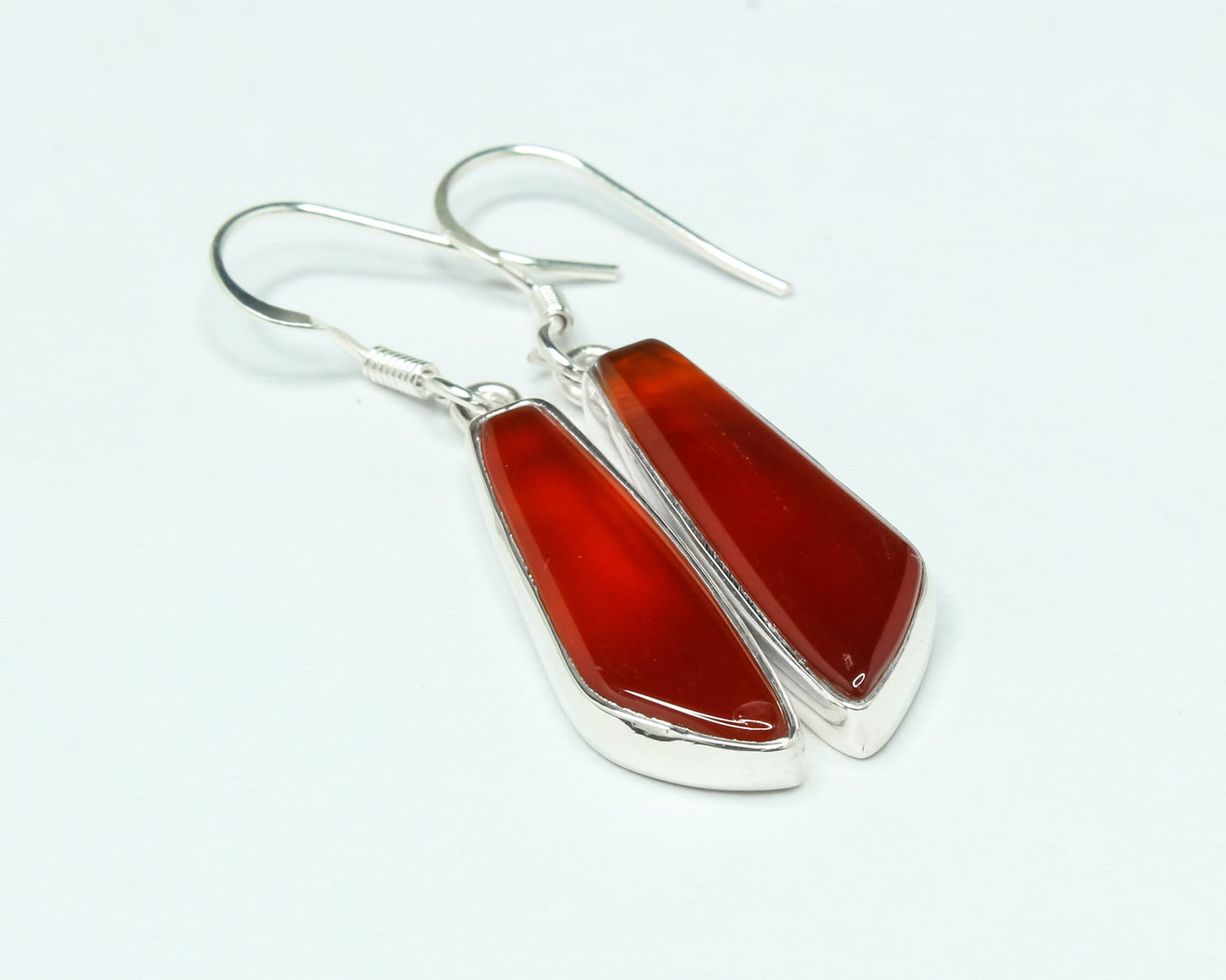 Quadrilateral CARNELIAN Gems 925 SILVER Minimalistic Style Earrings