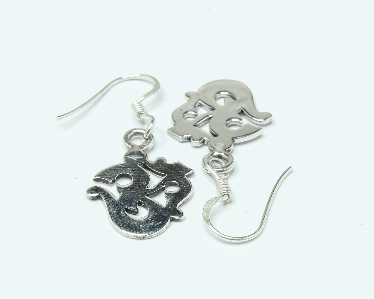 Om Hindi Spiritual Symbol Hypoallergenic 925 Sterling Silver Drop Earrings