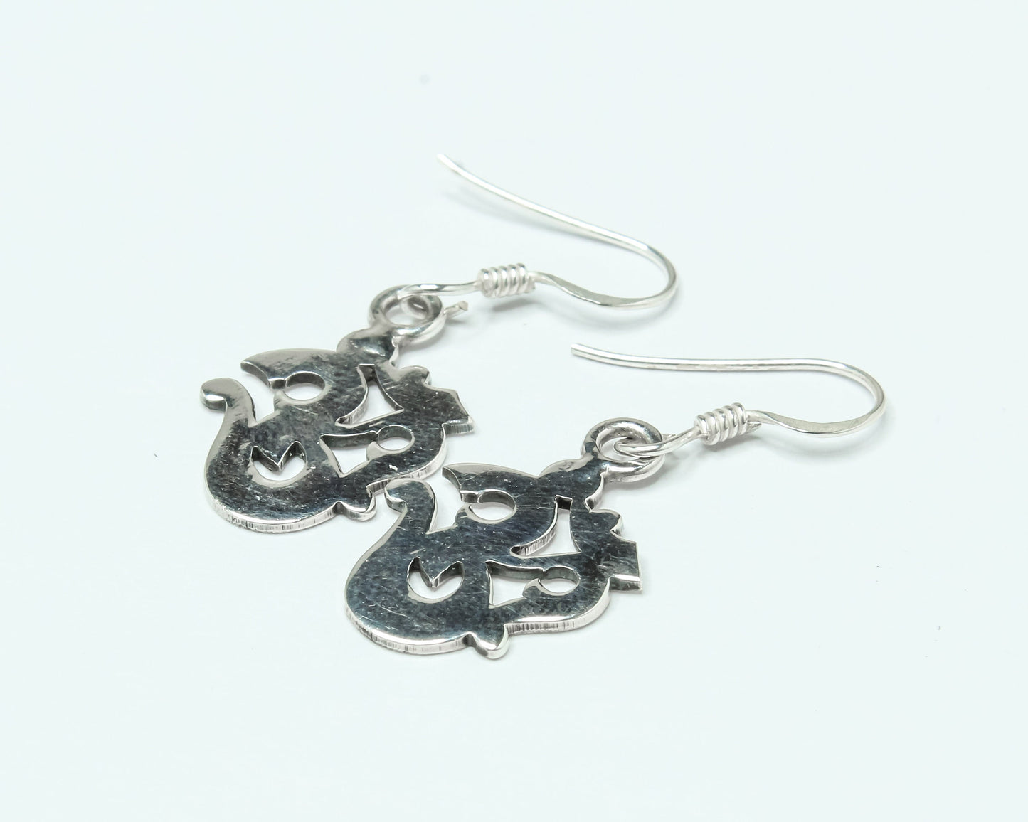 Om Hindi Spiritual Symbol Hypoallergenic 925 Sterling Silver Drop Earrings