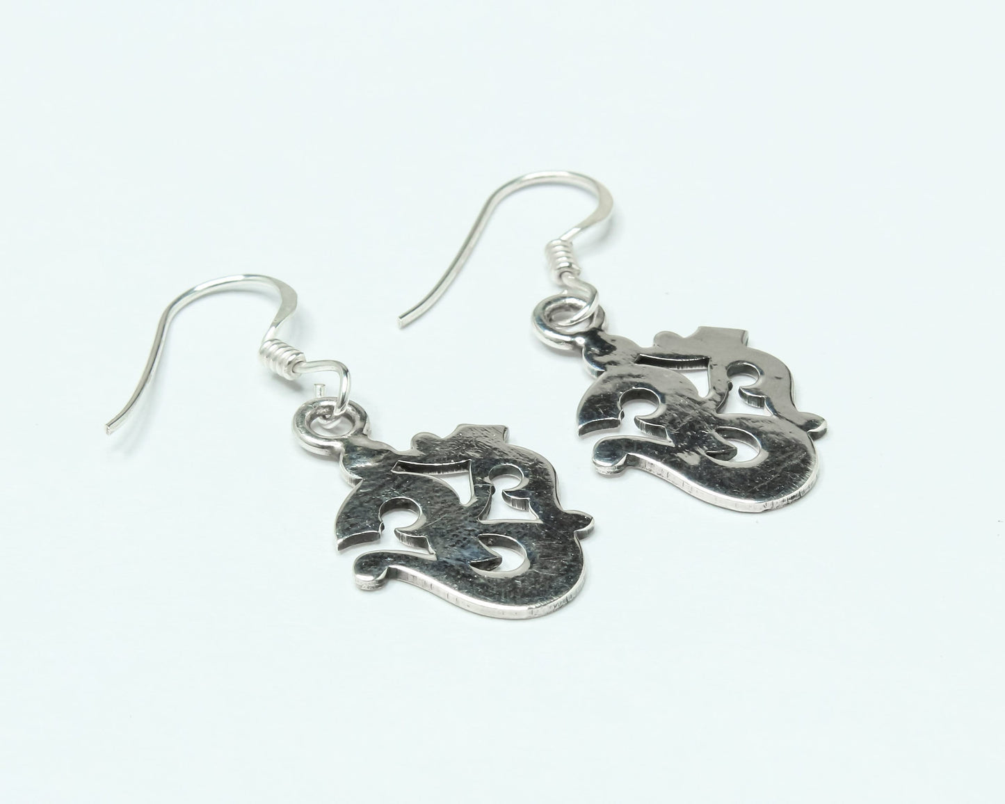 Om Hindi Spiritual Symbol Hypoallergenic 925 Sterling Silver Drop Earrings