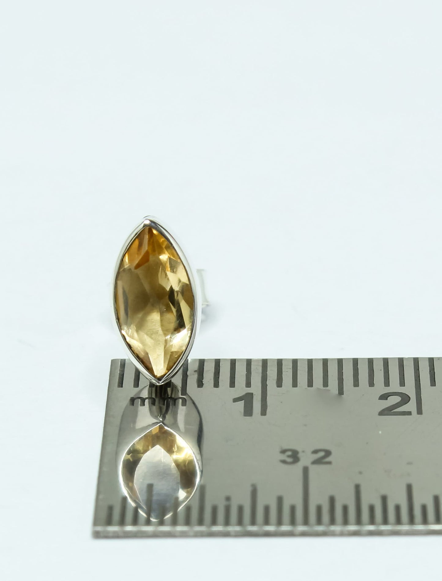 Marquise Shaped Genuine Citrine Minimalistic 925 Silver Solid Stud Earrings