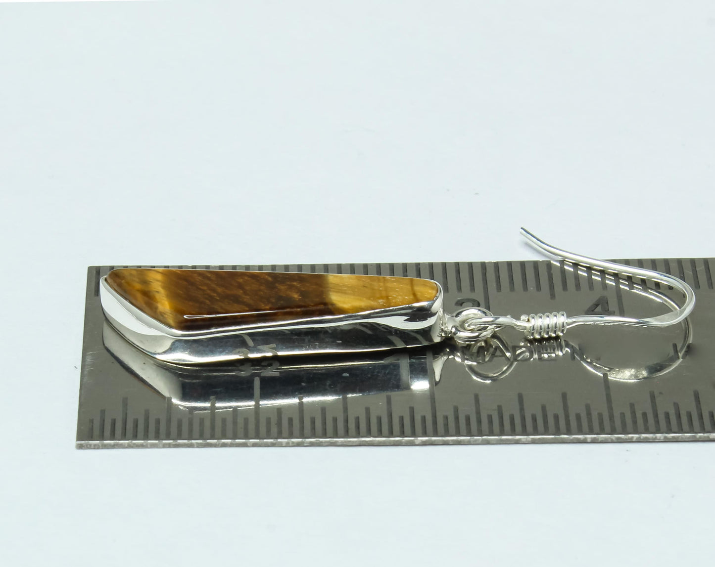 Quadrilateral TIGER'S EYE Gemstones 925 Sterling SILVER Drop Earrings
