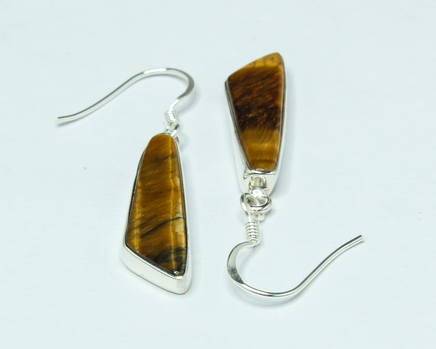 Quadrilateral TIGER'S EYE Gemstones 925 Sterling SILVER Drop Earrings