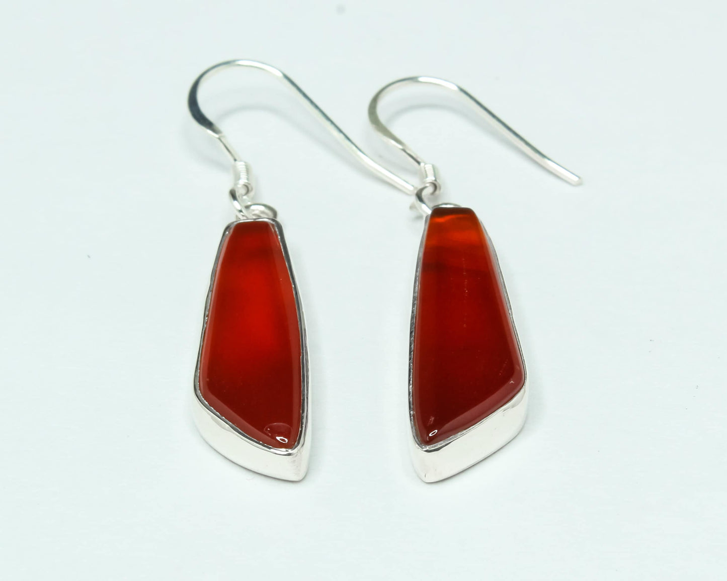 Quadrilateral CARNELIAN Gems 925 SILVER Minimalistic Style Earrings