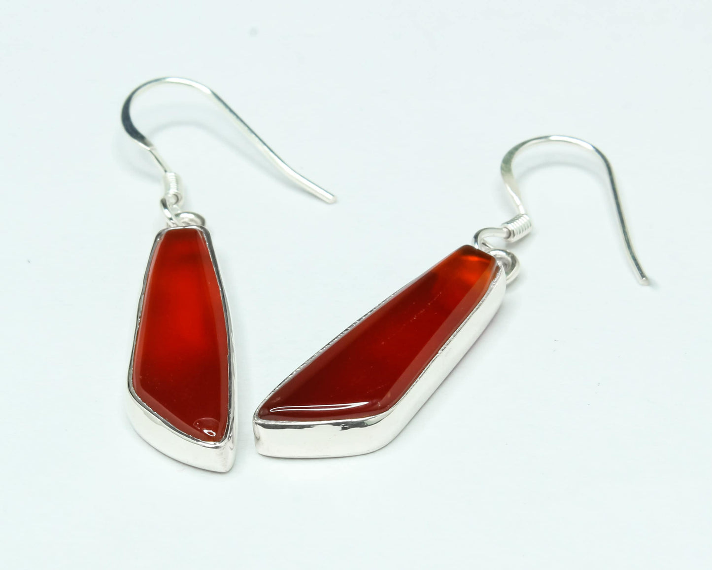 Quadrilateral CARNELIAN Gems 925 SILVER Minimalistic Style Earrings