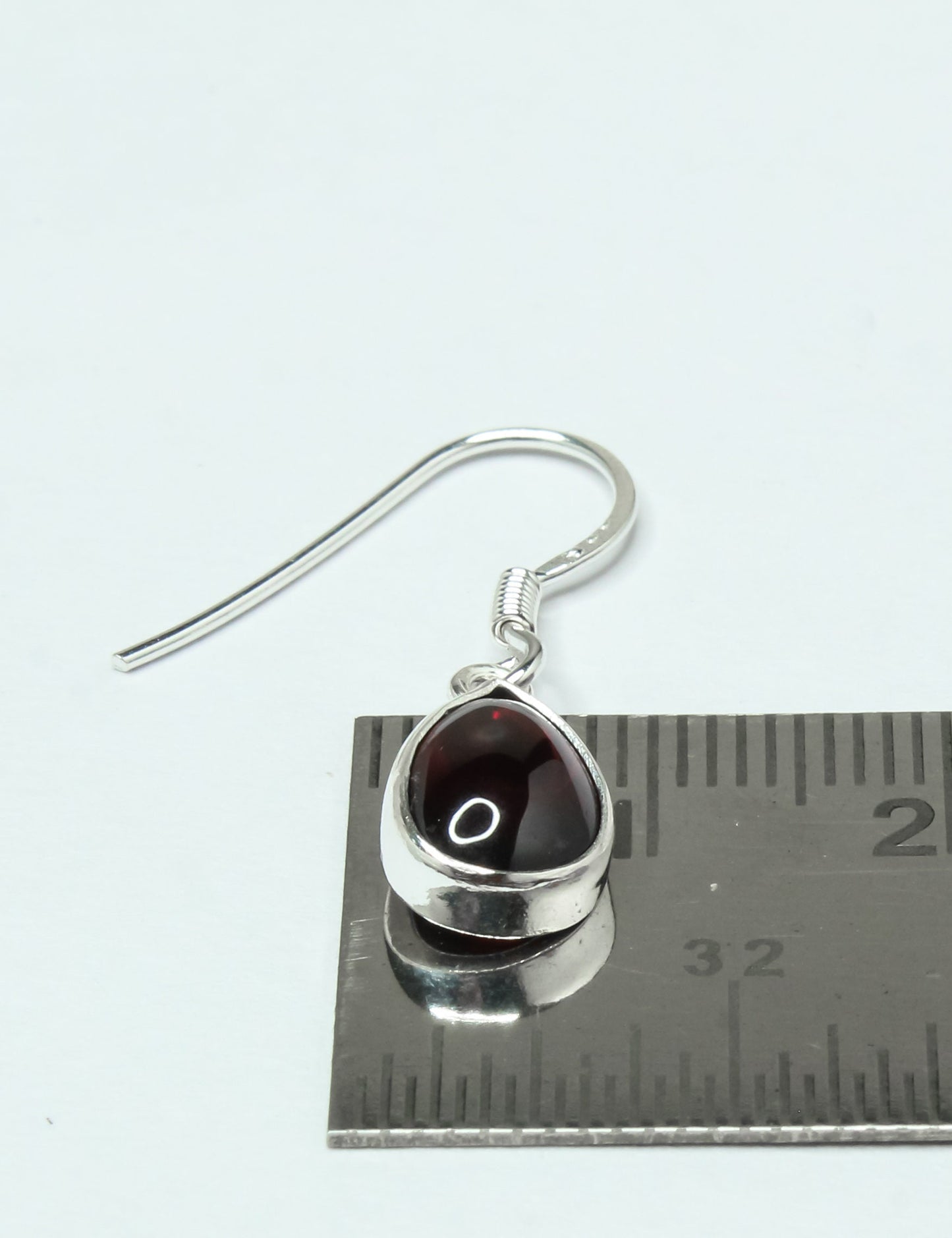 Pear/Teardrop Shaped Red GARNET Sterling Silver Simple Drop Earrings
