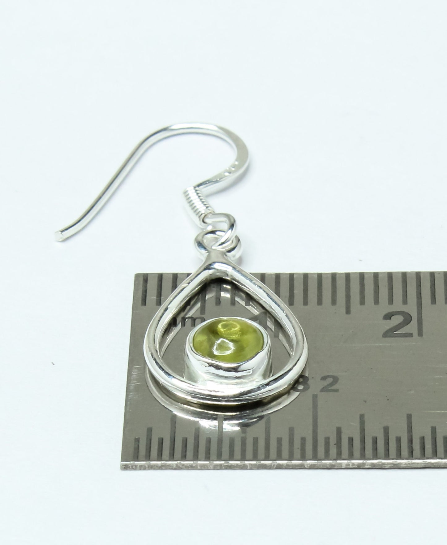 Pear/Teardrop Green PERIDOT Gems Sterling SILVER Simple Drop Earrings
