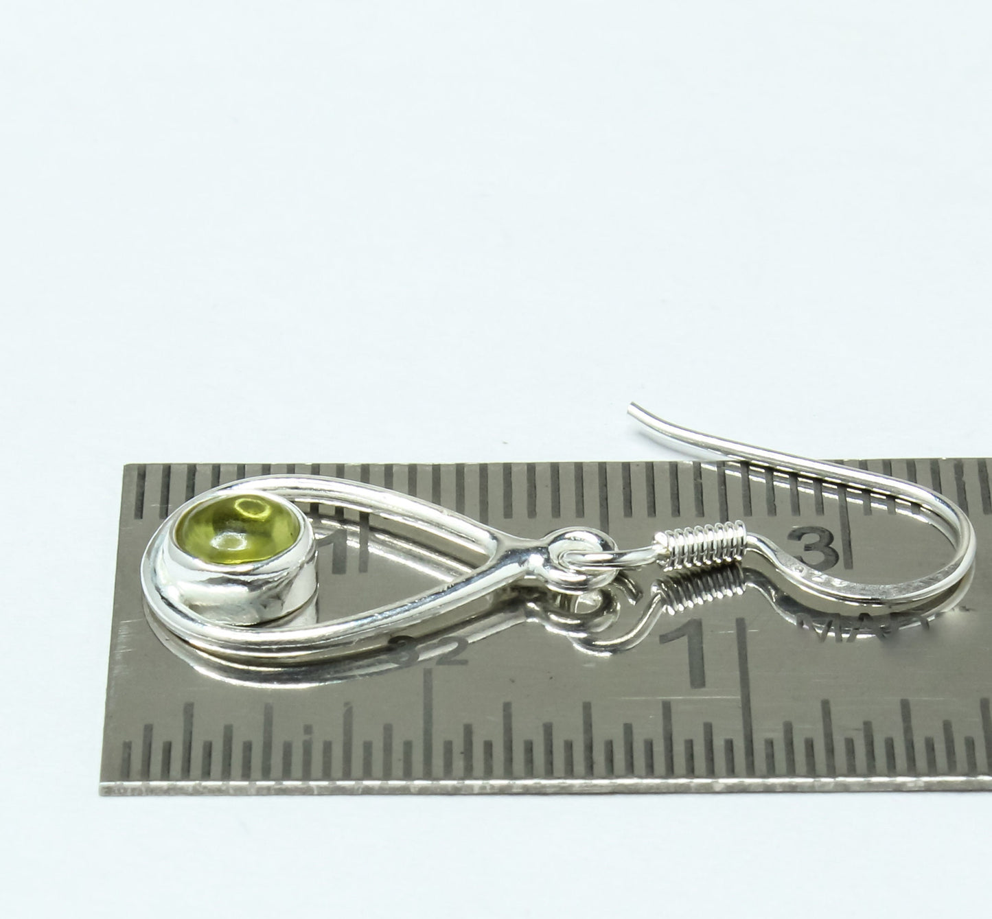Pear/Teardrop Green PERIDOT Gems Sterling SILVER Simple Drop Earrings
