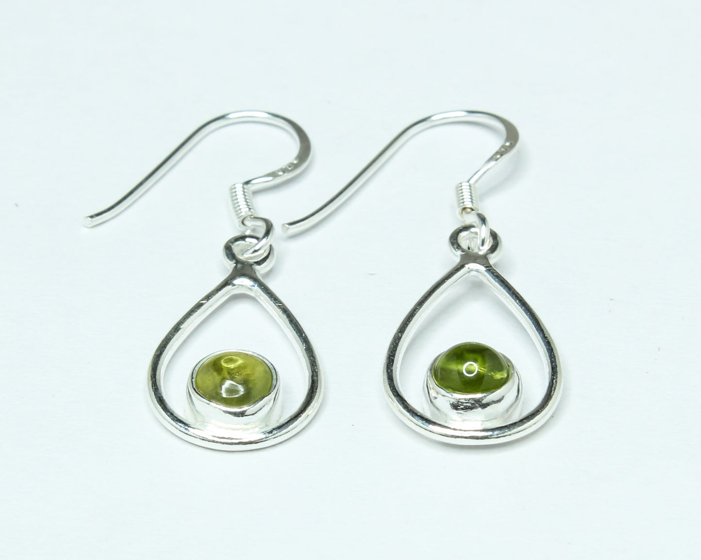 Pear/Teardrop Green PERIDOT Gems Sterling SILVER Simple Drop Earrings