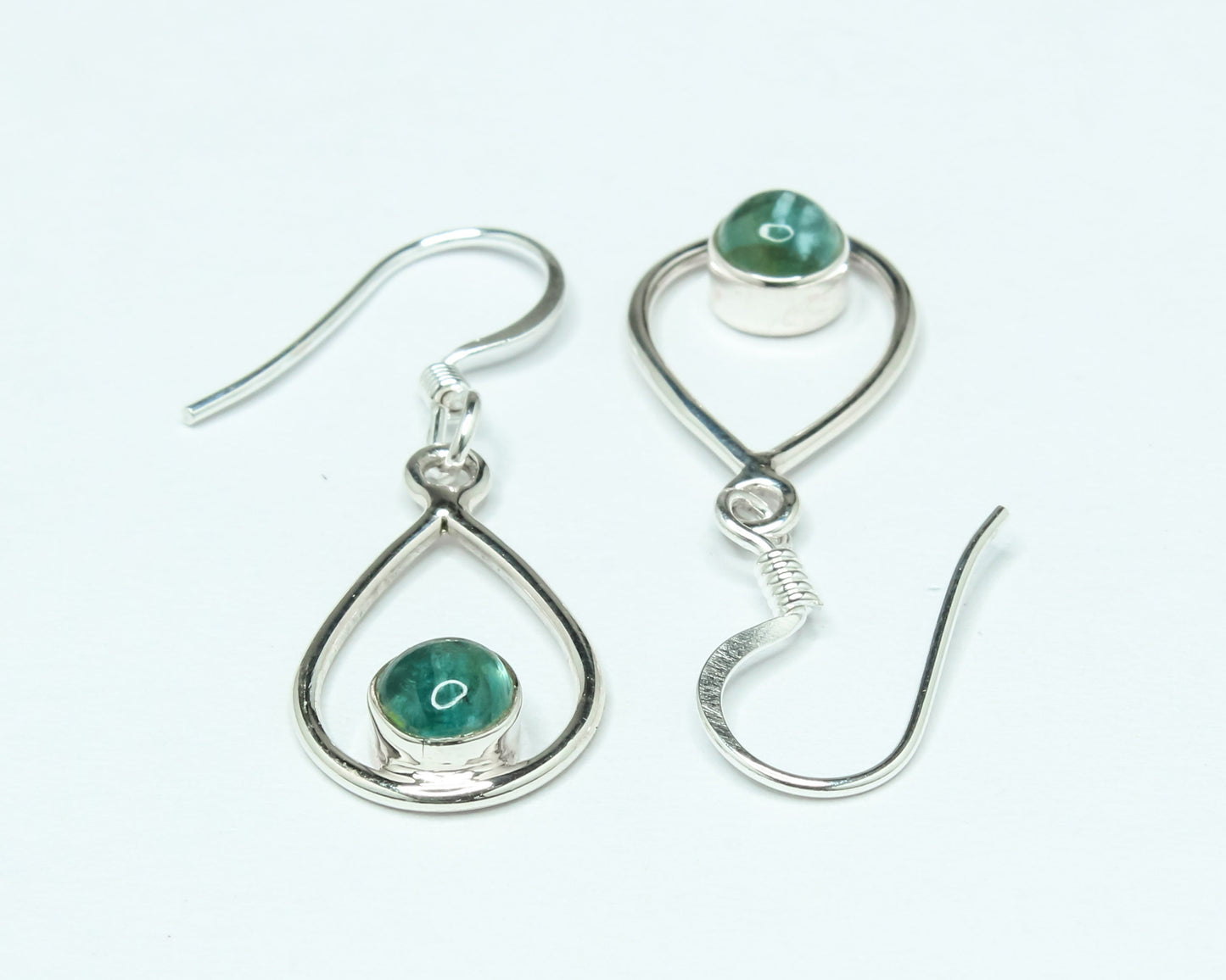 Pear/Teardrop Green APATITE Gems 925 SILVER Minimalist Drop Earrings