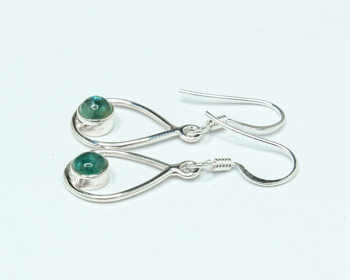 Pear/Teardrop Green APATITE Gems 925 SILVER Minimalist Drop Earrings