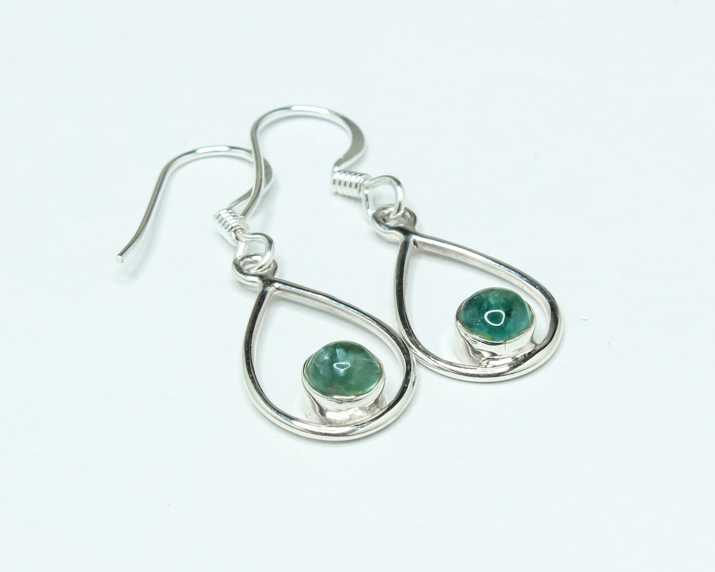 Pear/Teardrop Green APATITE Gems 925 SILVER Minimalist Drop Earrings