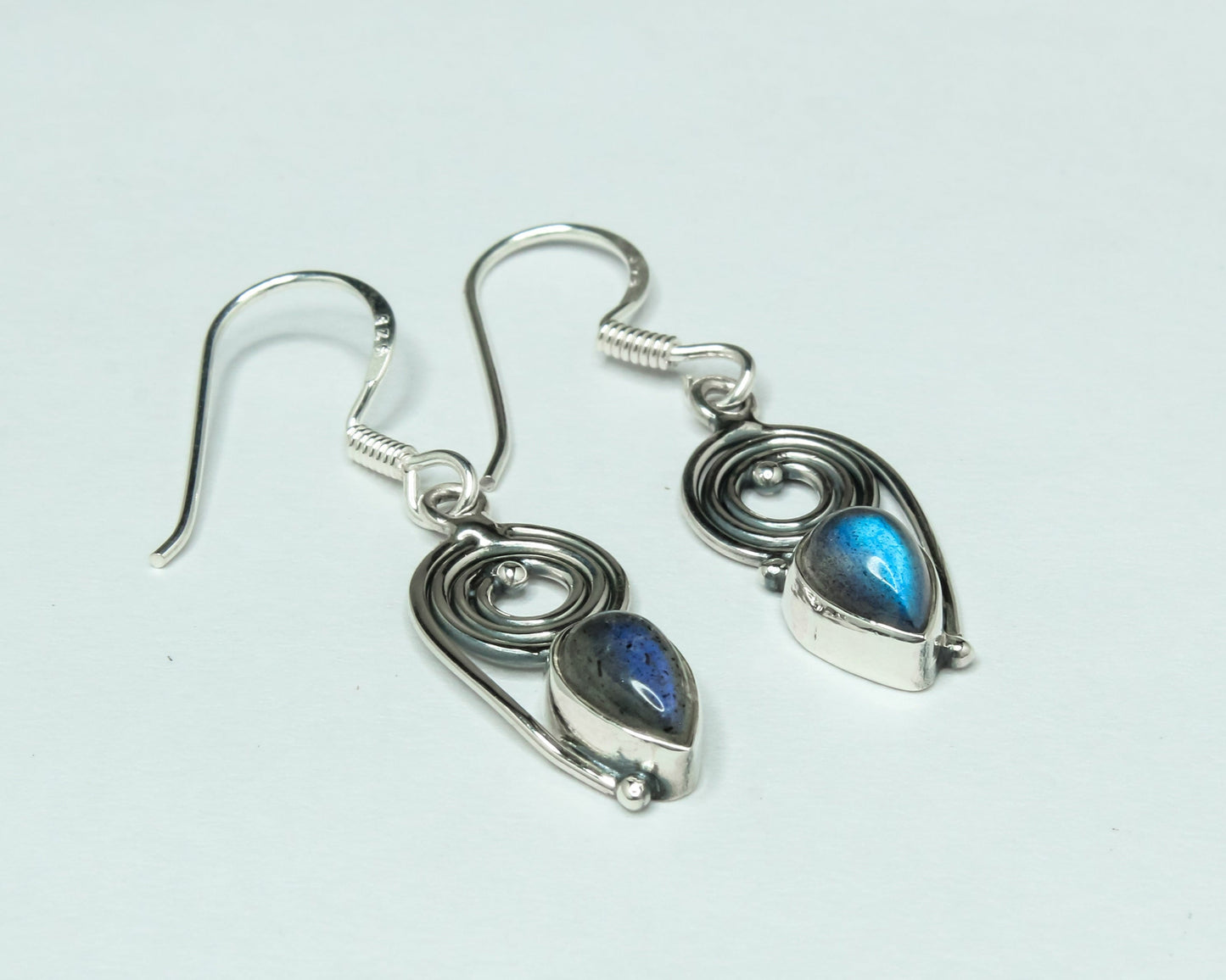 Pear/Teardrop LABRADORITE Gems Solid 925 Silver Bohemian Drop Earrings