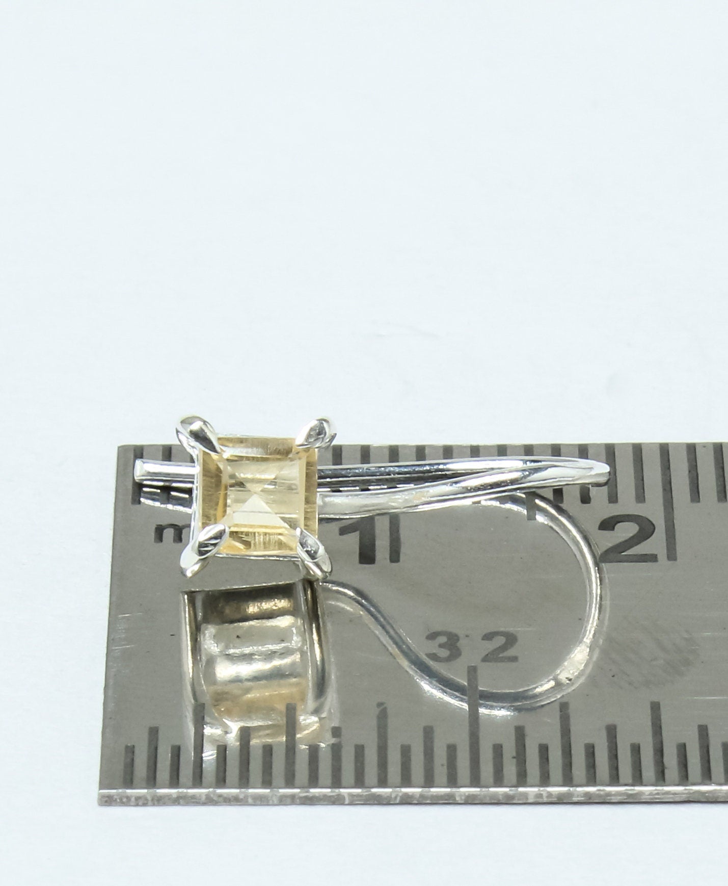 Square Genuine Citrine 925 Silver Simple Prong Set Latch-Back Earrings