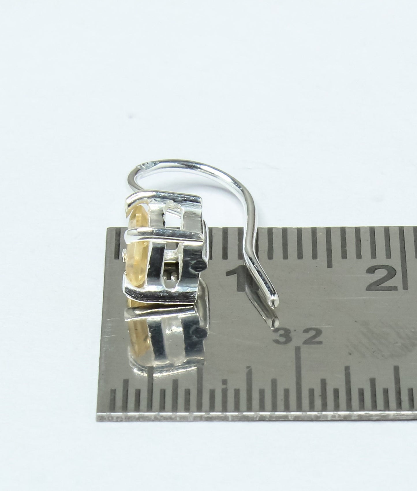 Square Genuine Citrine 925 Silver Simple Prong Set Latch-Back Earrings