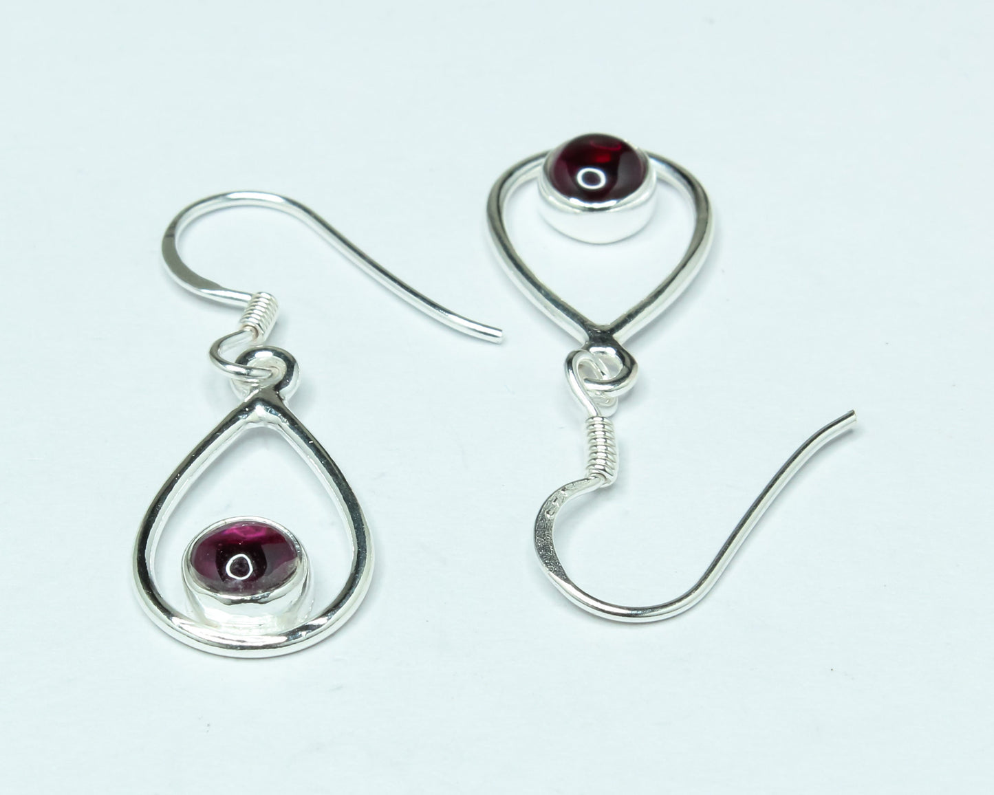 Pear/Teardrop Genuine Red GARNET GEMS 925 SILVER Simple Drop Earrings
