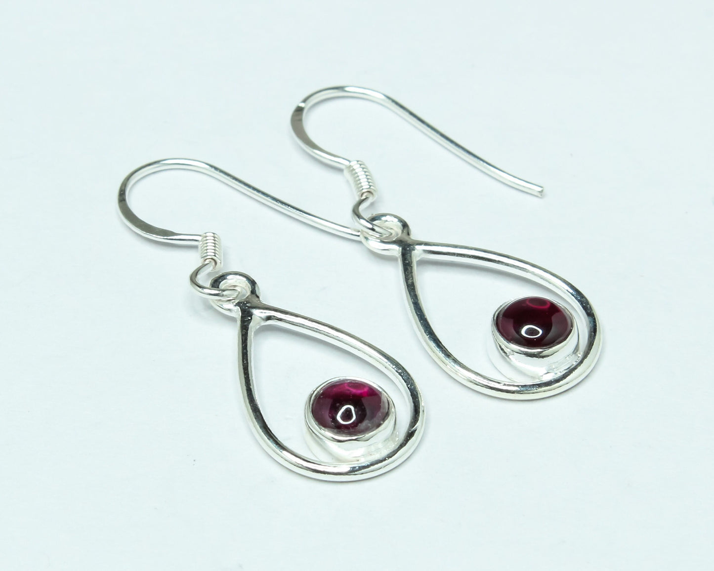 Pear/Teardrop Genuine Red GARNET GEMS 925 SILVER Simple Drop Earrings