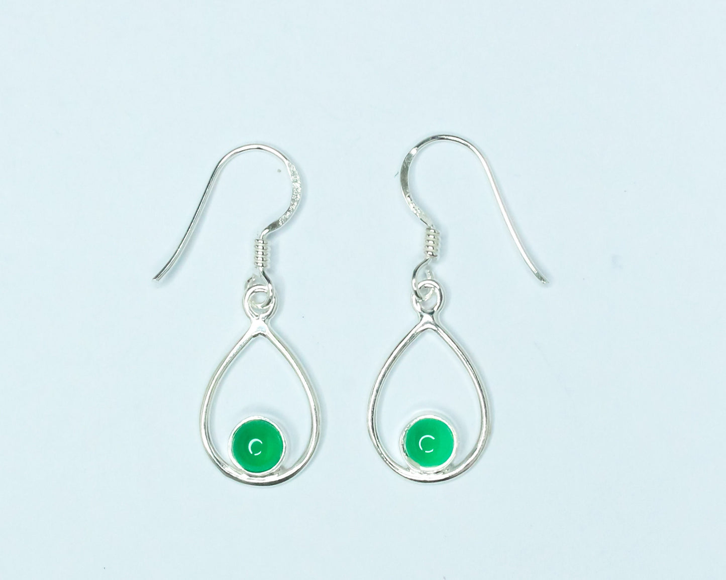 Pear/Teardrop Genuine GREEN ONYX Gems 925 SILVER Simple Drop Earrings