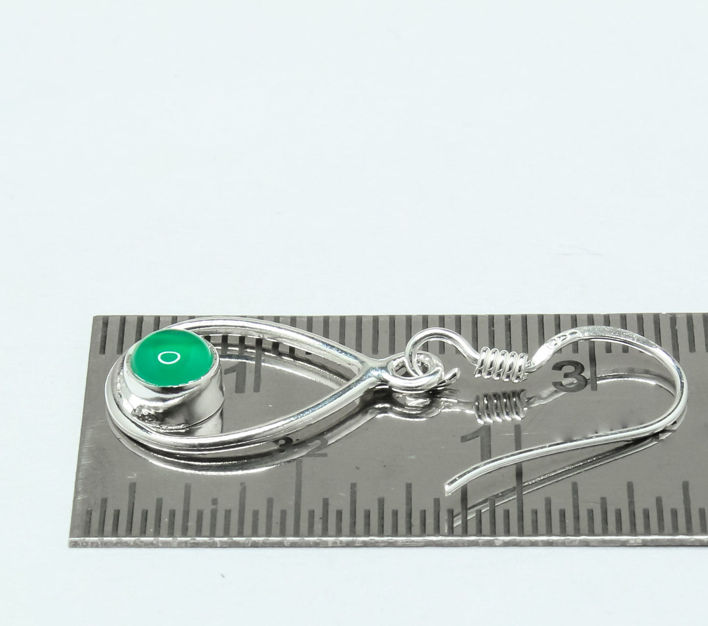 Pear/Teardrop Genuine GREEN ONYX Gems 925 SILVER Simple Drop Earrings