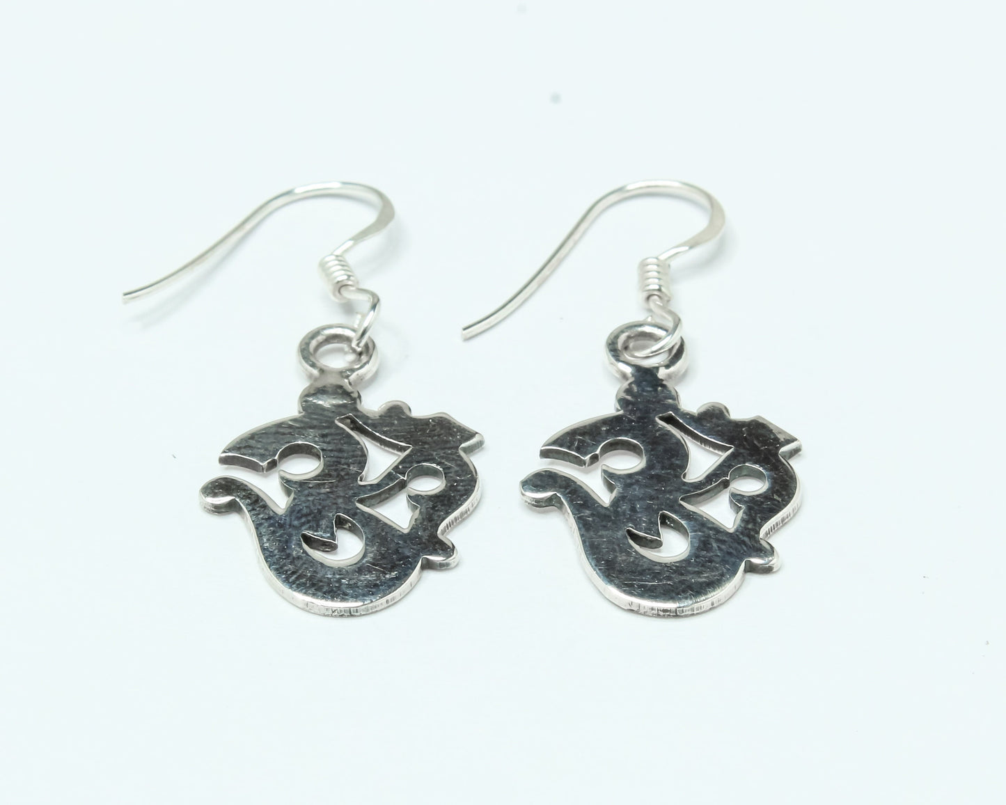 Om Hindi Spiritual Symbol Hypoallergenic 925 Sterling Silver Drop Earrings