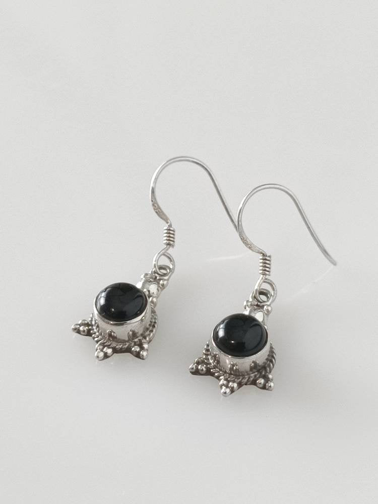 black onyx earrings, black onyx silver earrings, oxidized black onyx earrings, boho silver earrings, black silver earrings, round, Australia, Zorbajewellers