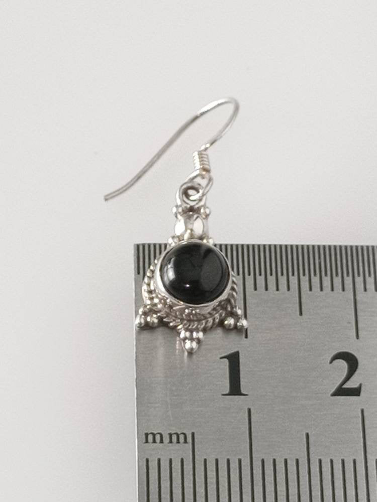 black onyx earrings, black onyx silver earrings, oxidized black onyx earrings, boho silver earrings, black silver earrings, round, Australia, Zorbajewellers