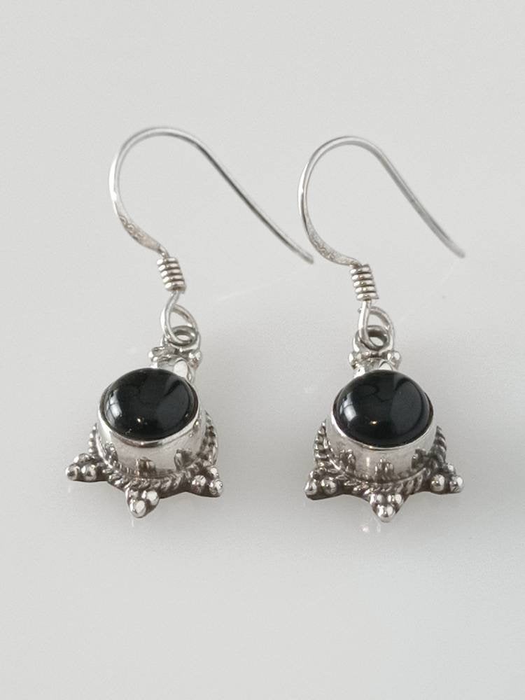 black onyx earrings, black onyx silver earrings, oxidized black onyx earrings, boho silver earrings, black silver earrings, round, Australia, Zorbajewellers
