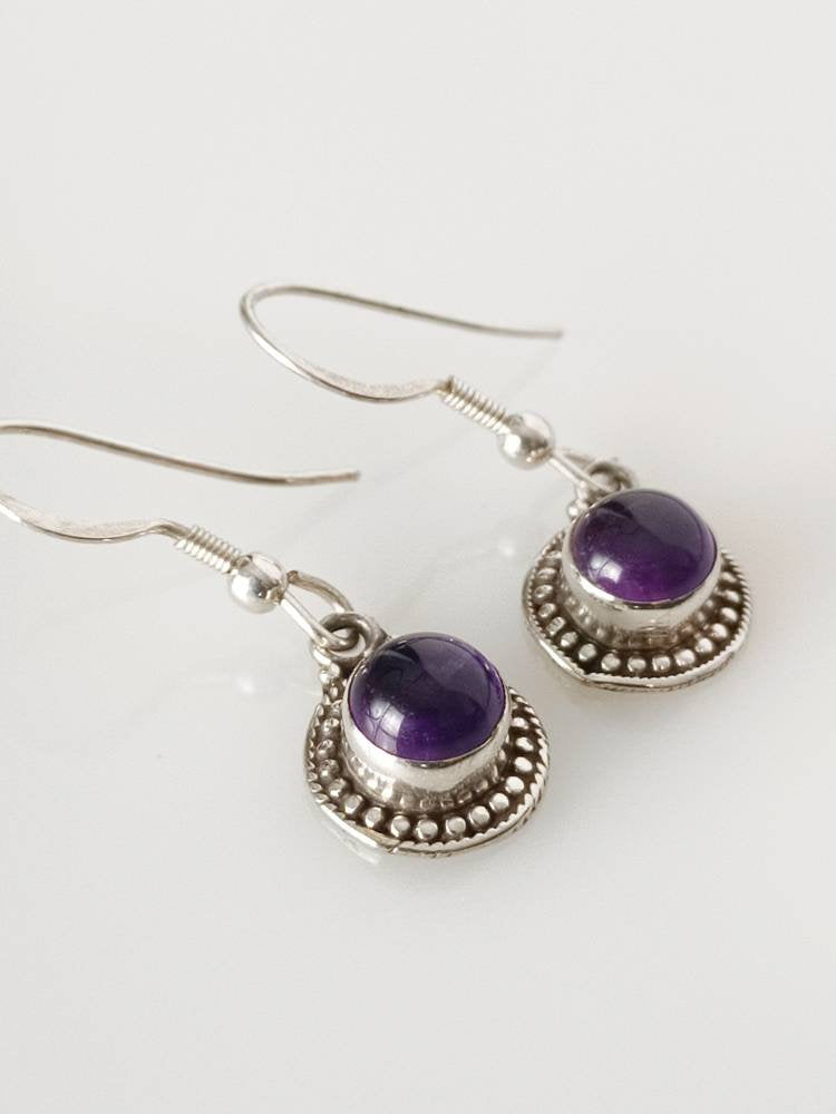 Oxidised Amethyst earrings, amethyst earrings, Purple earrings, amethyst earrings silver, oxidized silver earrings, boho earrings, Australia, Zorbajewellers
