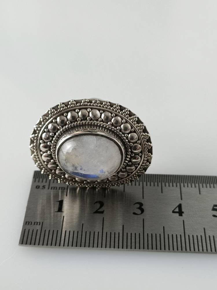 Bohemian moonstone ring, moonstone silver ring, big oval moonstone ring, oxidized moonstone ring, oxidized silver ring, boho ring, Australia, Zorbajewellers