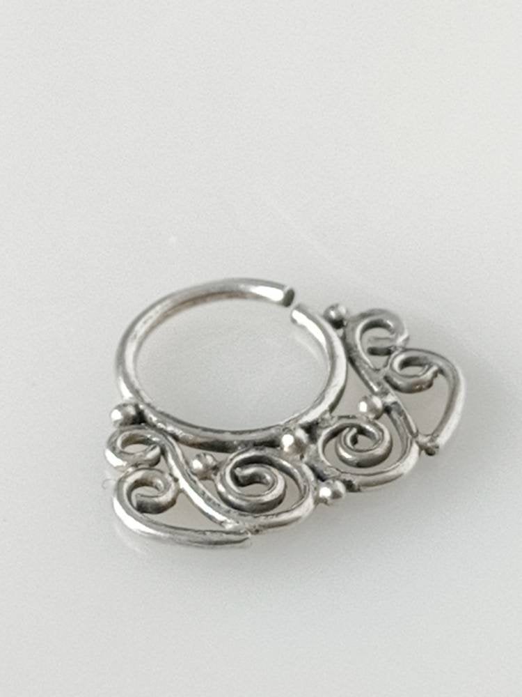 Silver septum ring, septum ring, silver nose ring, silver piercing, septum piercing, tribal septum ring, septum piercing, boho, Australia, Zorbajewellers