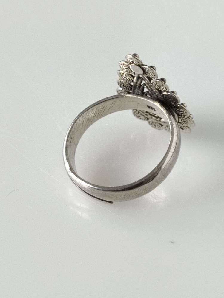 oxidized silver ring, vintage silver ring, drop shaped ring, antique style silver ring, drop shaped silver ring, bohemian ring, Australia, Zorbajewellers