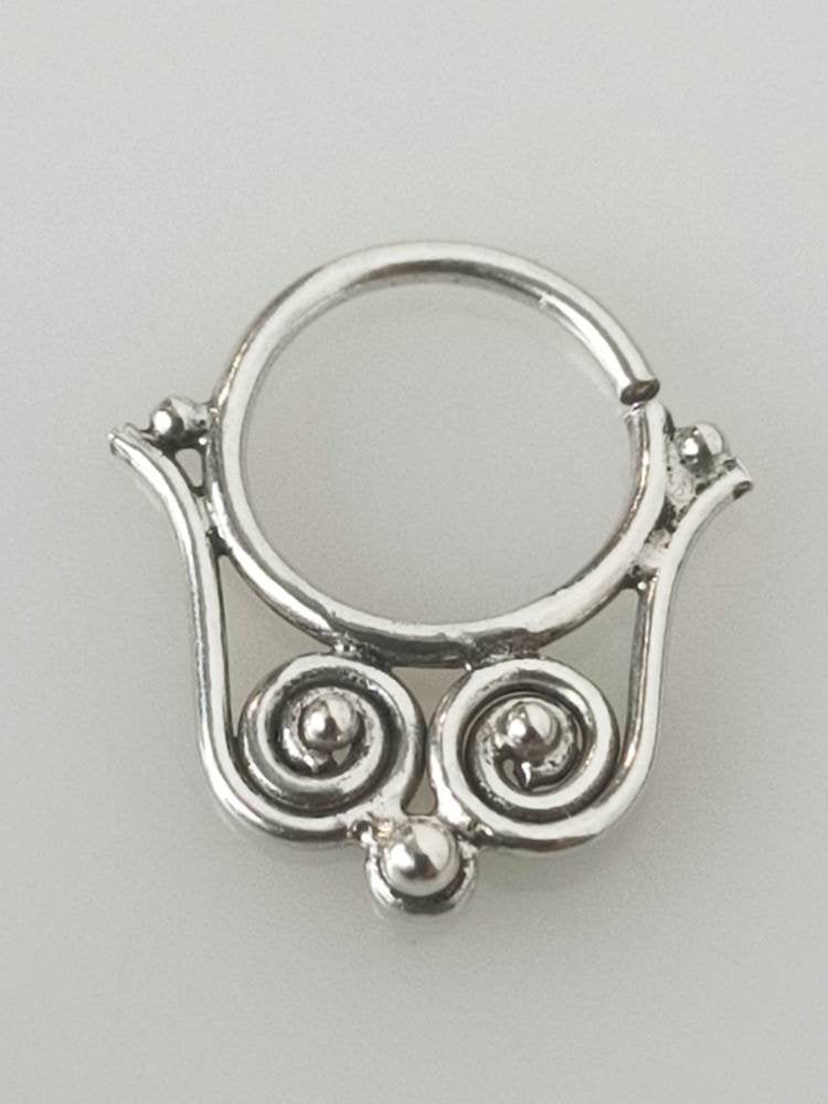 Silver septum ring, septum ring, silver nose ring, silver septum piercing, tribal septum ring, septum piercing, boho, Australia, Zorbajewellers