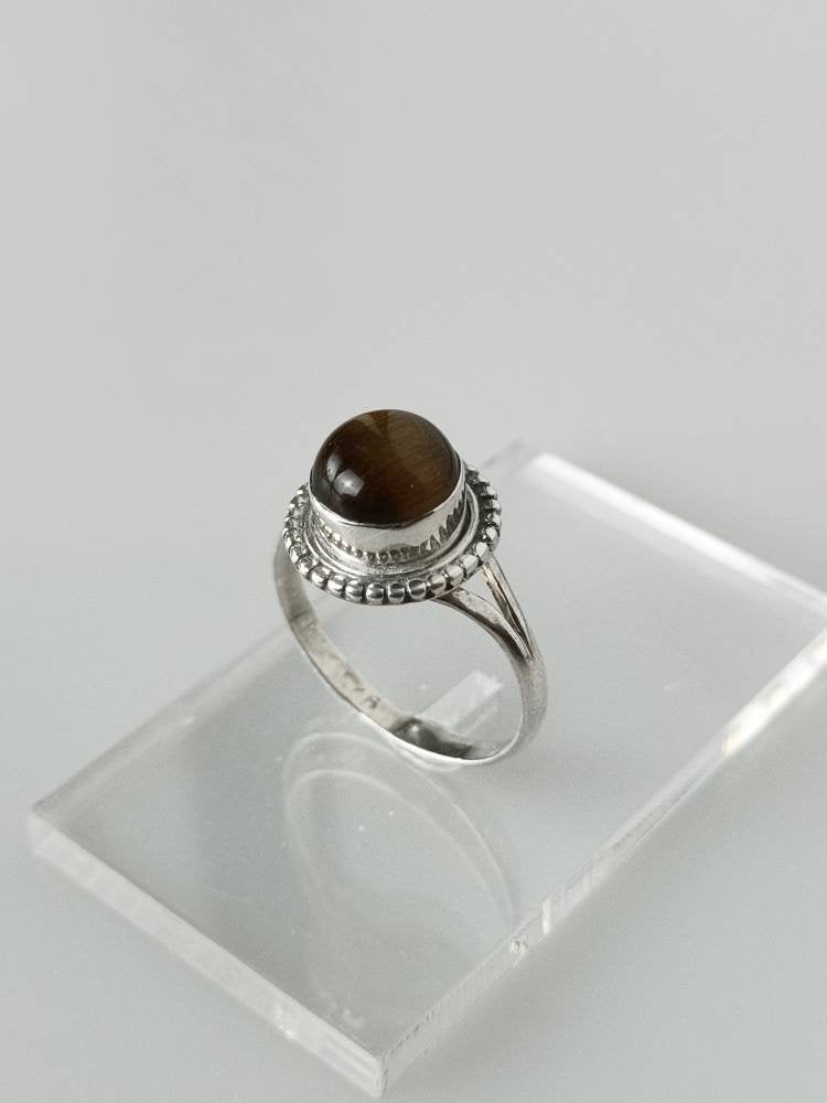 Tiger eye ring, tiger's eye ring, tiger eye silver ring, tiger eye stackable ring, brown black gemstone ring, silver gemstone ring Australia, Zorbajewellers