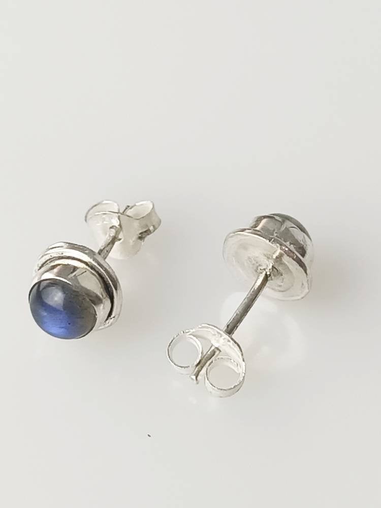 Labradorite studs, Minimalist gray stud earrings, Simple round blue gray studs, Leo Scorpio Zodiac, February March Birthstone, Australia, Zorbajewellers