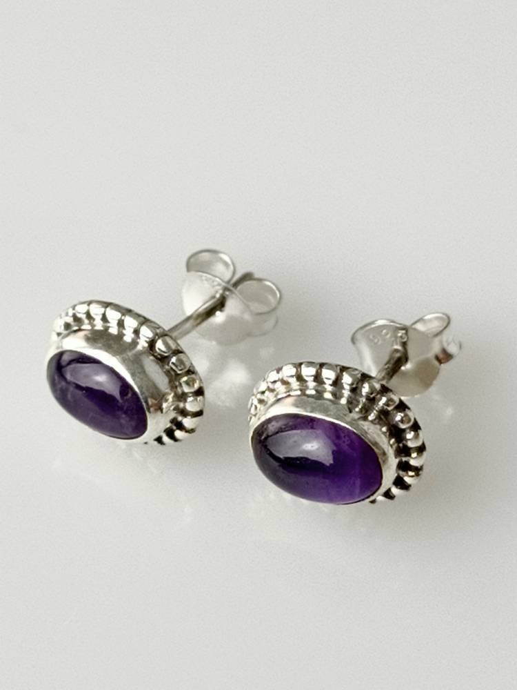 Amethyst stud earrings, Amethyst silver studs, purple amethyst studs, purple stud earrings, Minimalist studs, Bohemian studs, chic Australia, Zorbajewellers