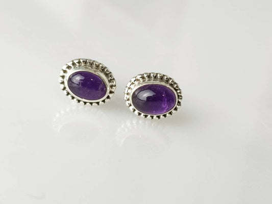 Amethyst stud earrings, Amethyst silver studs, purple amethyst studs, purple stud earrings, Minimalist studs, Bohemian studs, chic Australia, Zorbajewellers
