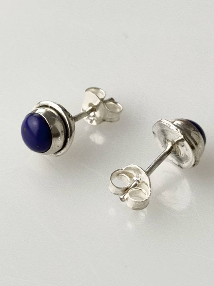 Blue lapis stud earrings, Minimalist blue stud earrings, lapis lazuli stud earrings, simple stud earrings, sterling silver studs, Australia, Zorbajewellers