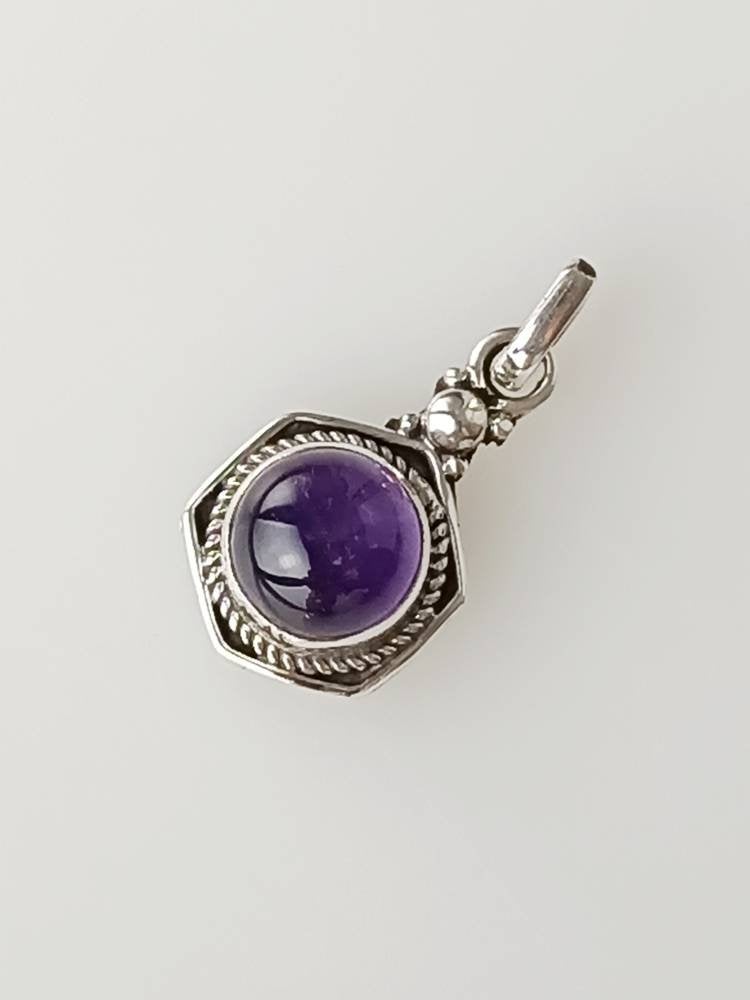Bohemian Amethyst Gemstone Pendant, Purple Gem Solid 925 Sterling Silver Oxidized Pendant, Aquarius Zodiac, February Birthstone, Australia, Zorbajewellers