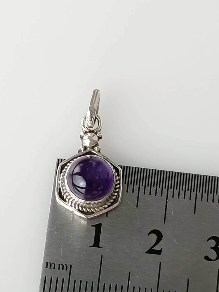 Bohemian Amethyst Gemstone Pendant, Purple Gem Solid 925 Sterling Silver Oxidized Pendant, Aquarius Zodiac, February Birthstone, Australia, Zorbajewellers