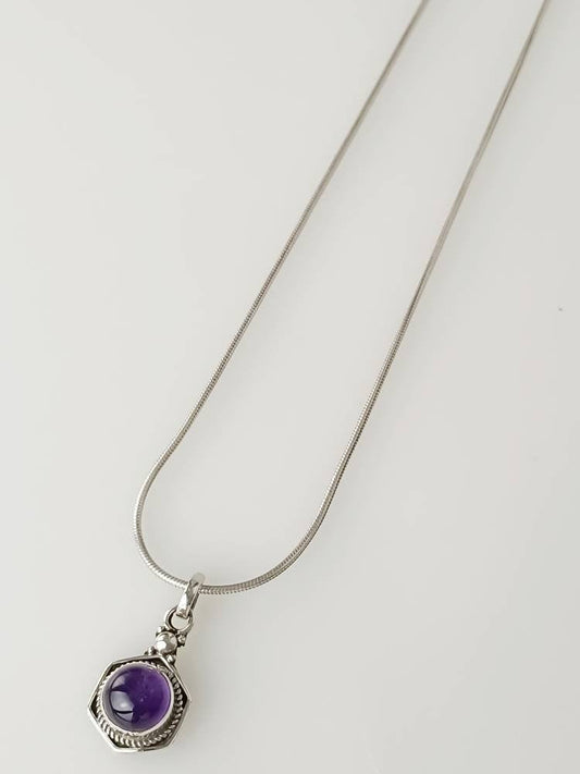 Bohemian Amethyst Gemstone Pendant, Purple Gem Solid 925 Sterling Silver Oxidized Pendant, Aquarius Zodiac, February Birthstone, Australia, Zorbajewellers