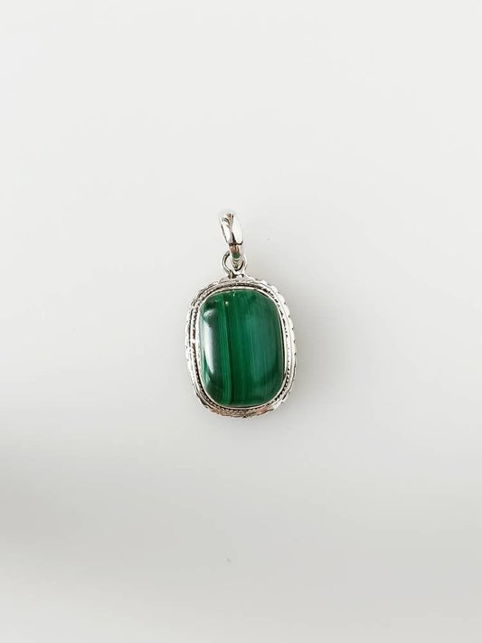 Genuine Green Malachite gemstone solid sterling silver pillow shaped large Bohemian pendant, Taurus Zodiac May Birthstone Gift, Australia, Zorbajewellers