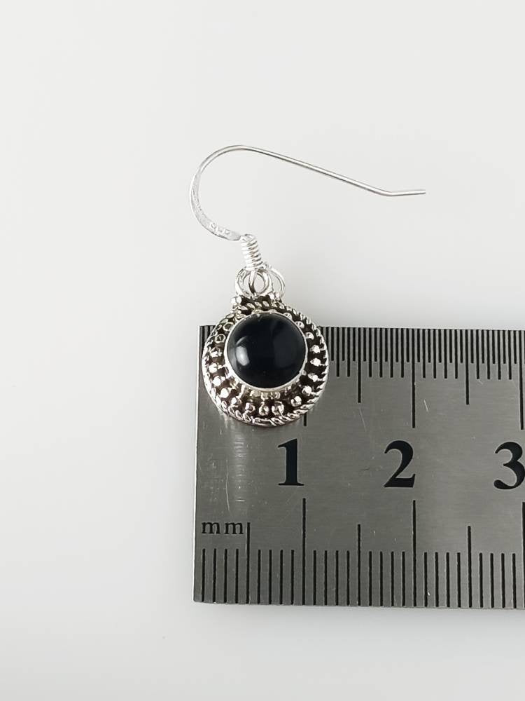 Genuine Black ONYX round gemstones set OXIDIXED beads style Solid Sterling SILVER Earrings, December Zodiac Leo Birthstone Gift, Australia, Zorbajewellers