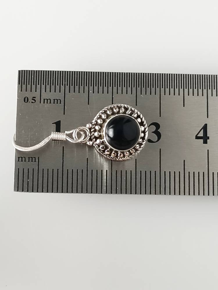 Genuine Black ONYX round gemstones set OXIDIXED beads style Solid Sterling SILVER Earrings, December Zodiac Leo Birthstone Gift, Australia, Zorbajewellers