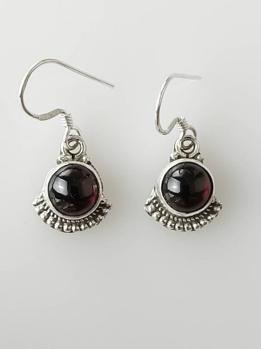 Oxidised Boho Red Garnet frill 925 silver earrings, Red garnet sterling silver earrings, Capricorn Zodiac January birthstone gift, Australia, Zorbajewellers